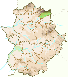 Mapa de Extremadura. Madrigal está al norte
