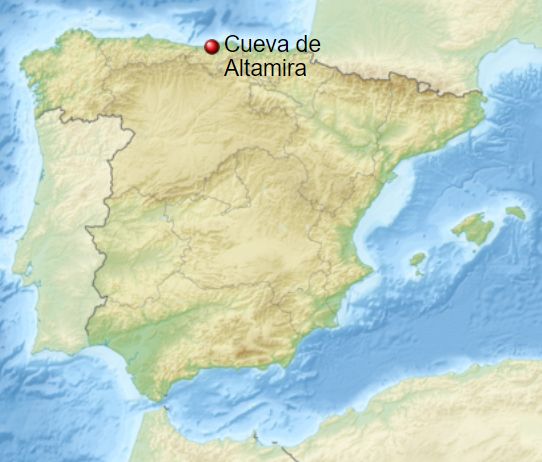 cuevas de Altamira en el mapa de españa