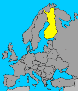 mapa de Europa. Finlandia está al noreste