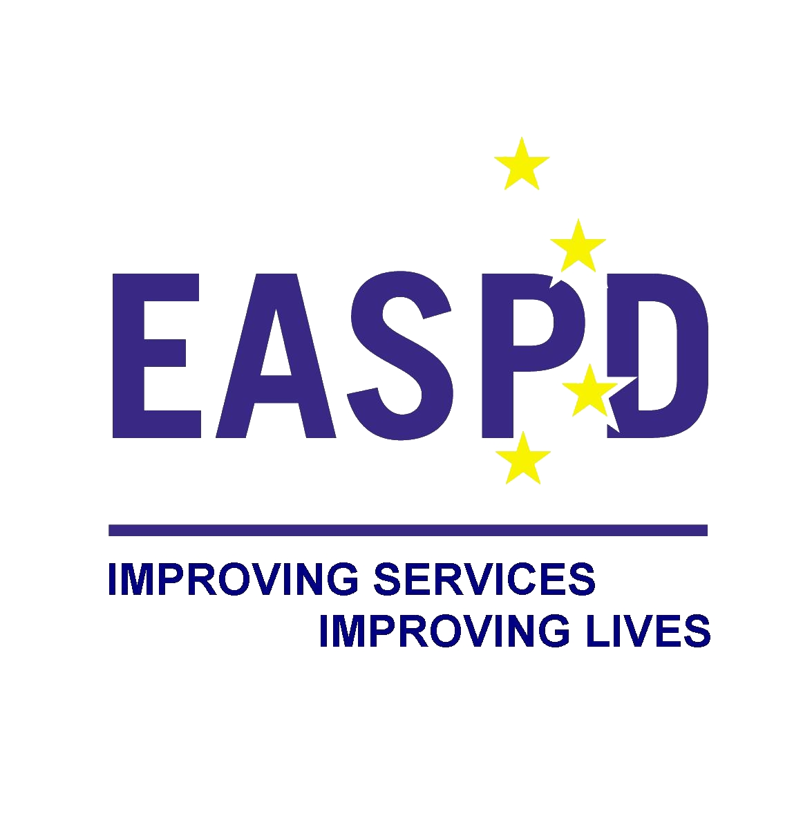 logo EASPD. siglas en azul y estrellas amarillas simulando la bandera europea