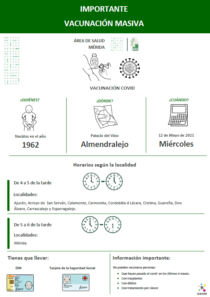 Plena inclusión Extremadura. Modelo de cartel centro de vacunación